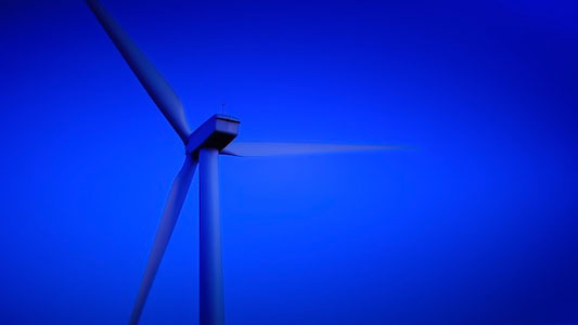 Film still from the video piece Le vent en bleu